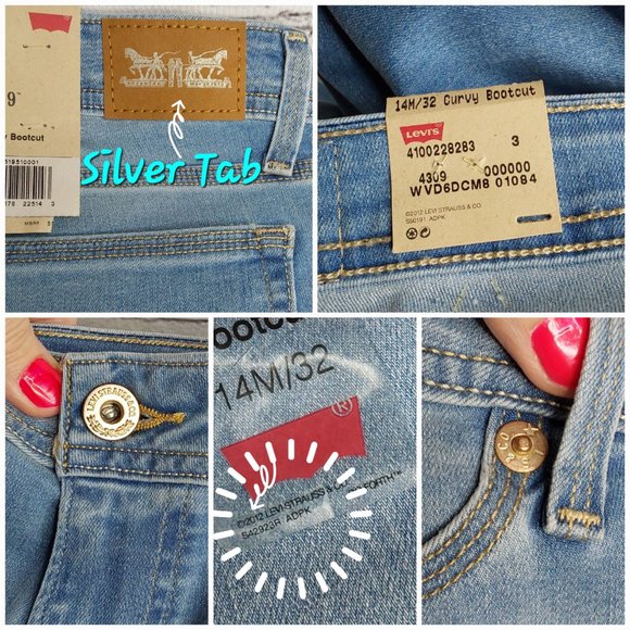 LEVI'S 529 MID~RISE CURVY 'FIGURE ENHANCERS' RELAXED FIT BOOTCUT SILVER TAB JEAN - Picture 11 of 16